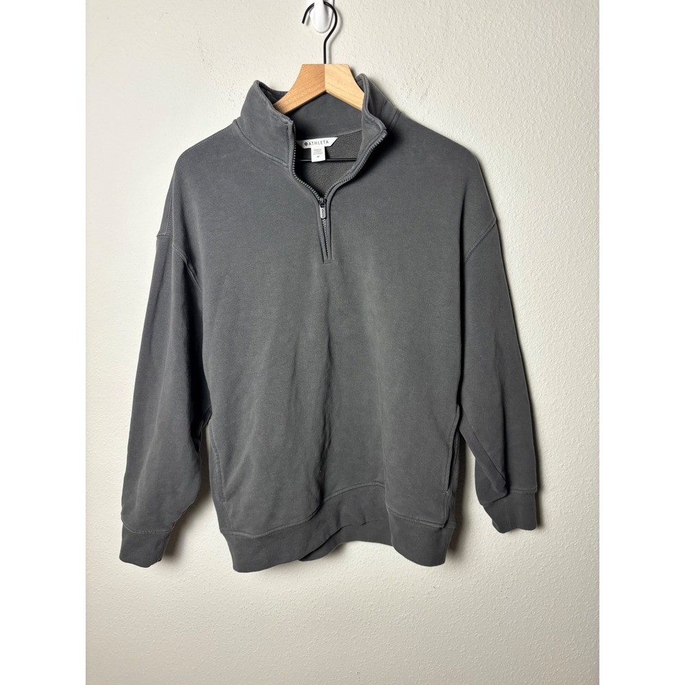 Athleta Forever Fleece Quarter Zip Sweatshirt Gray Size M Pullover
